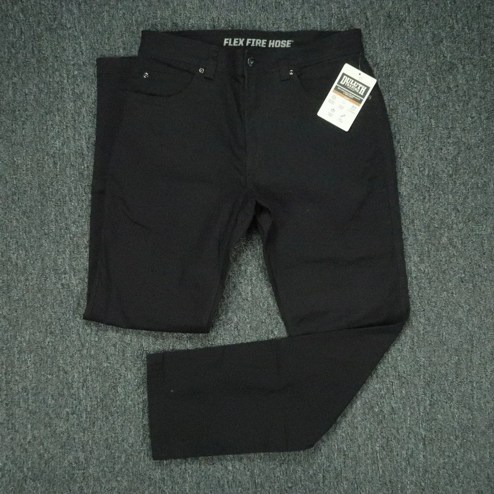 Duluth Pants Mens 32x32 Black DuluthFlex Fire Hose Slim Fit 5 Pocket Trouser